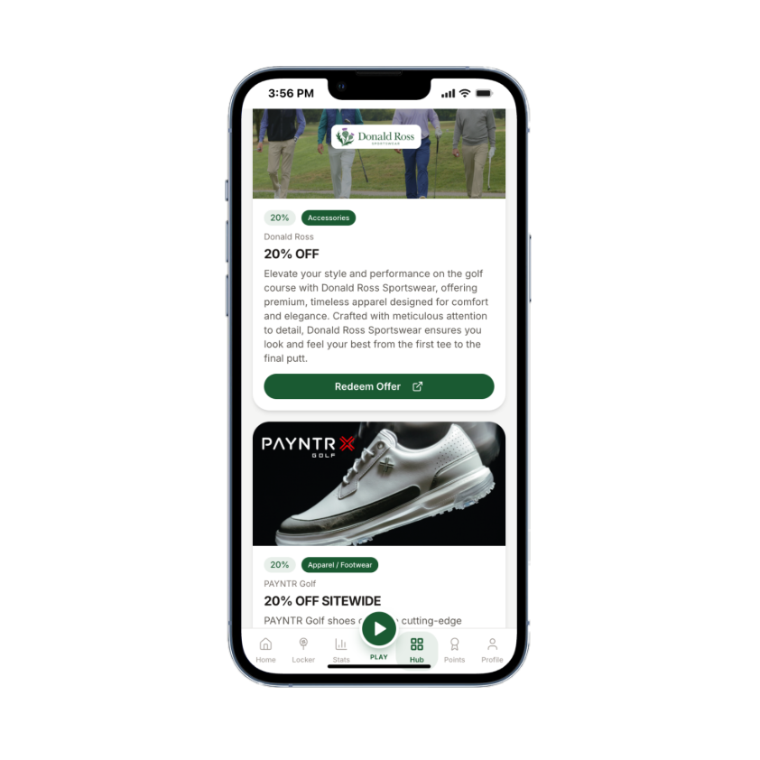 Member Hub offers showing 20% off Donald Ross Sportswear and 20% off sitewide at PAYNTR Golf