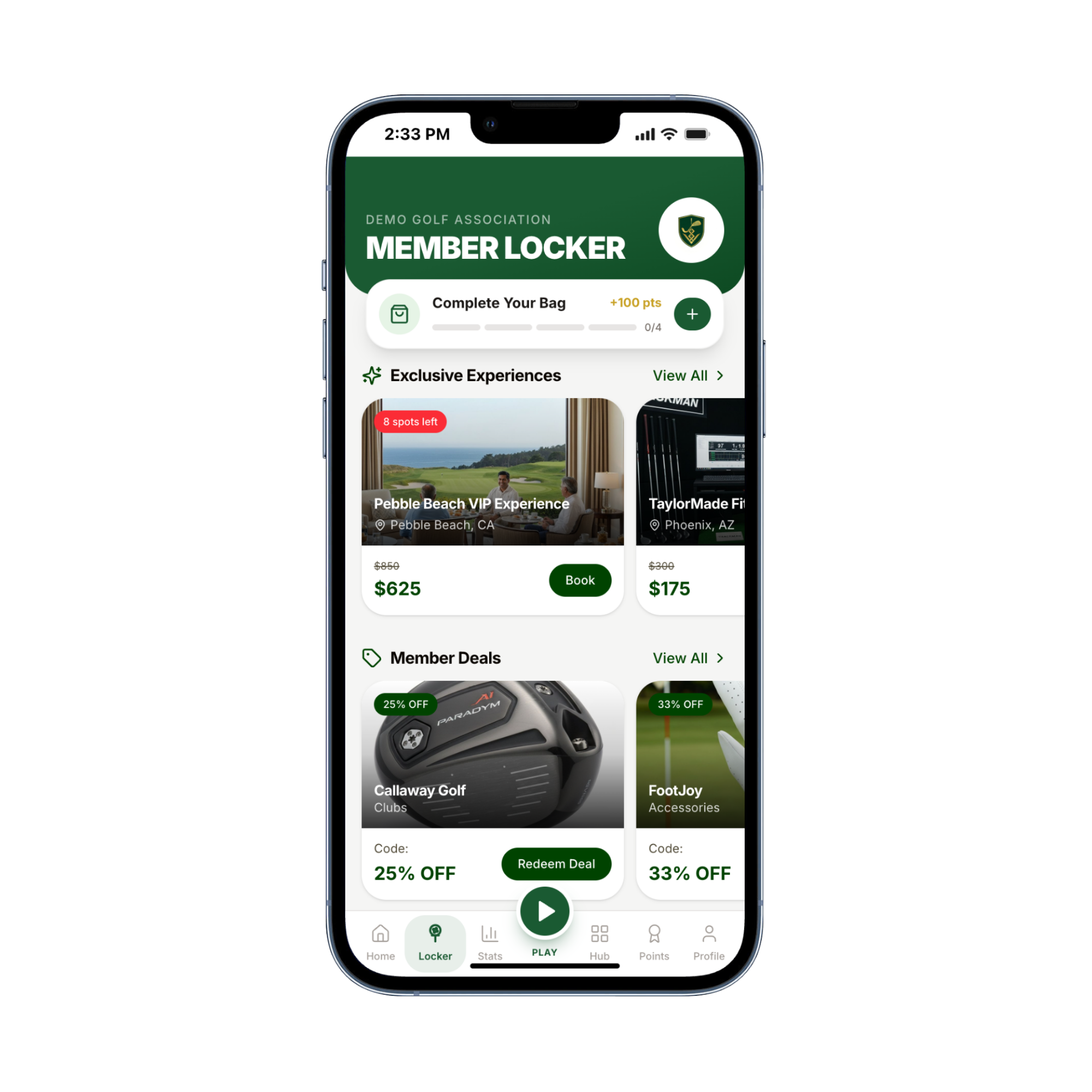 Member Locker with Pebble Beach VIP experience and brand deals