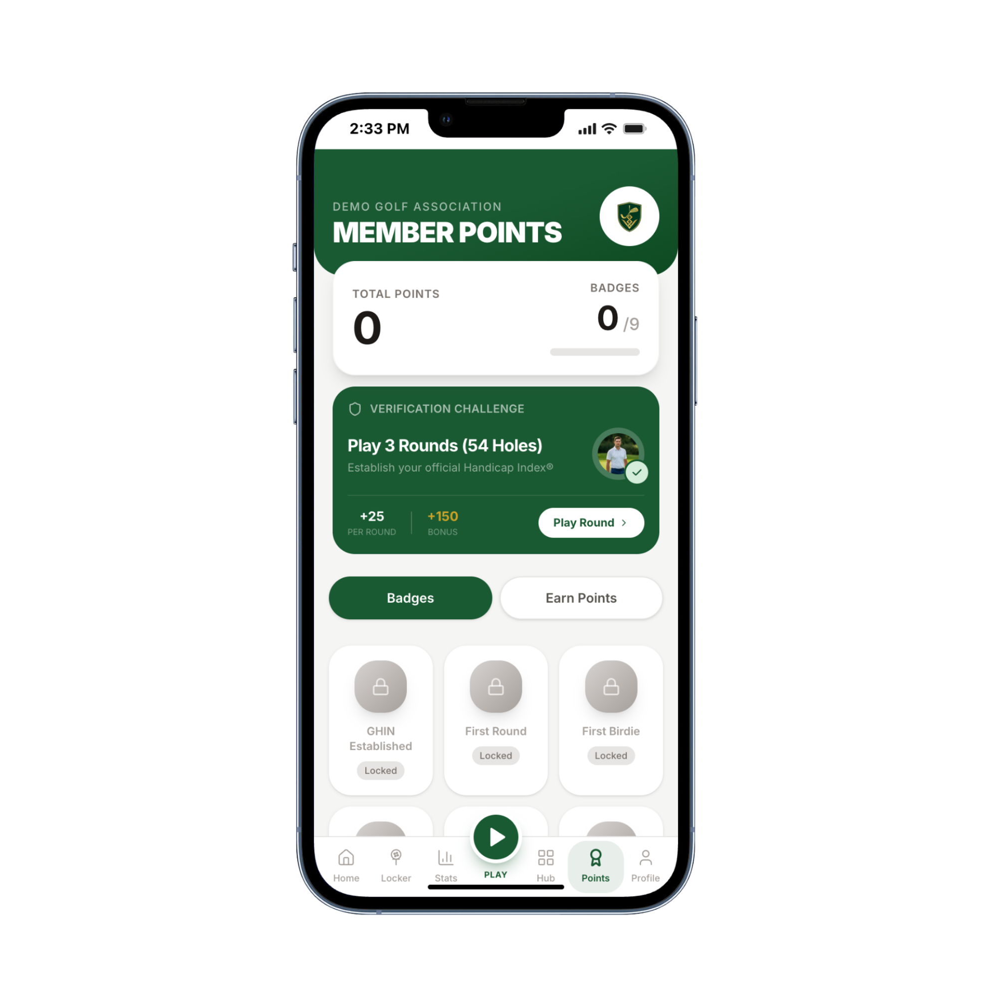 Member Points with verification challenge and badge collection